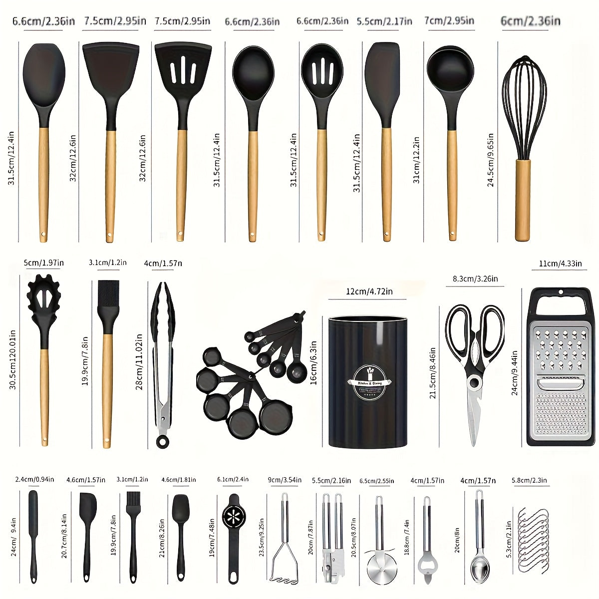 Kitchen Utensils Set-45pcs Silicone Cooking Utensils Set for Nonstick Cookware-Silicone Spatulas Set, Stainless Steel Handle-Black Kitchen Gadgets Tools, Pots And Pans Accessories