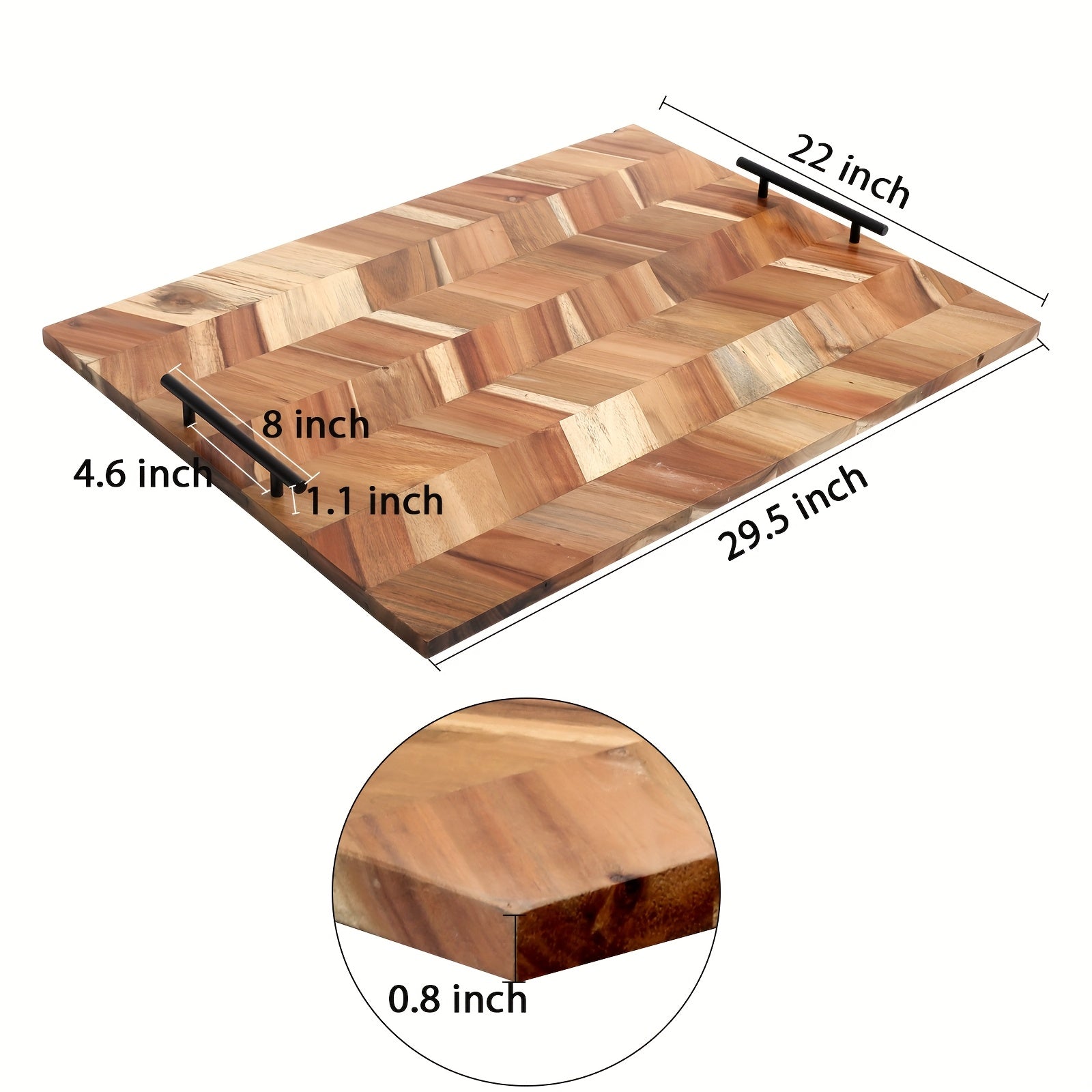 Acacia Wood Serving Tray Stovetop Cover with Handles - Stylish Kitchen Sink Protector for Gas and Electric Stoves, Polished Finish, Counter Space Saver, Durable and Easy to Clean, Stove Top Protectors
