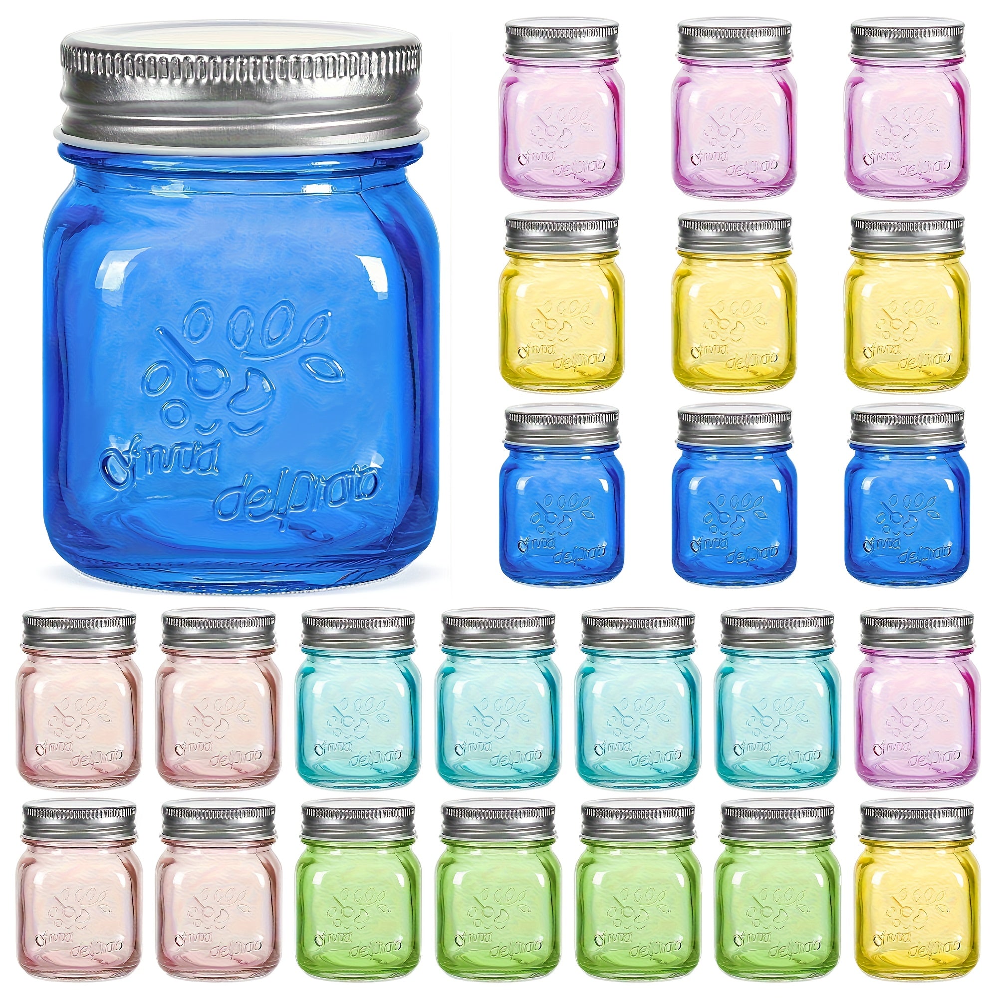 Versatile 5 oz Glass Spice Jar Set – clear reusable pantry storage, Amzcku Mini Colored Mason Jars 5 oz with Metal Lids - Glass jar for, designed for American homes, daily convenience and practical gifting