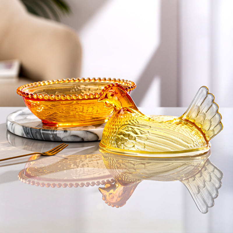 Smart Airtight Storage Jar Set – clear reusable pantry storage, Adorable Candy-Colored Chicken-Shaped Crystal Glass Storage Jar with Lid and Placemats - Perfect Table, designed for American homes, daily convenience and practical gifting