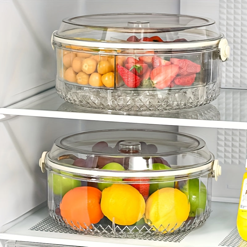 Smart Stackable Home Storage Bins – portable space-saving storage, 5-Compartment Round Plastic Storage Container with Flip-Top Lid Handle - Spill-Proof Divided Serving Dish, designed for American homes, daily convenience and practical gifting