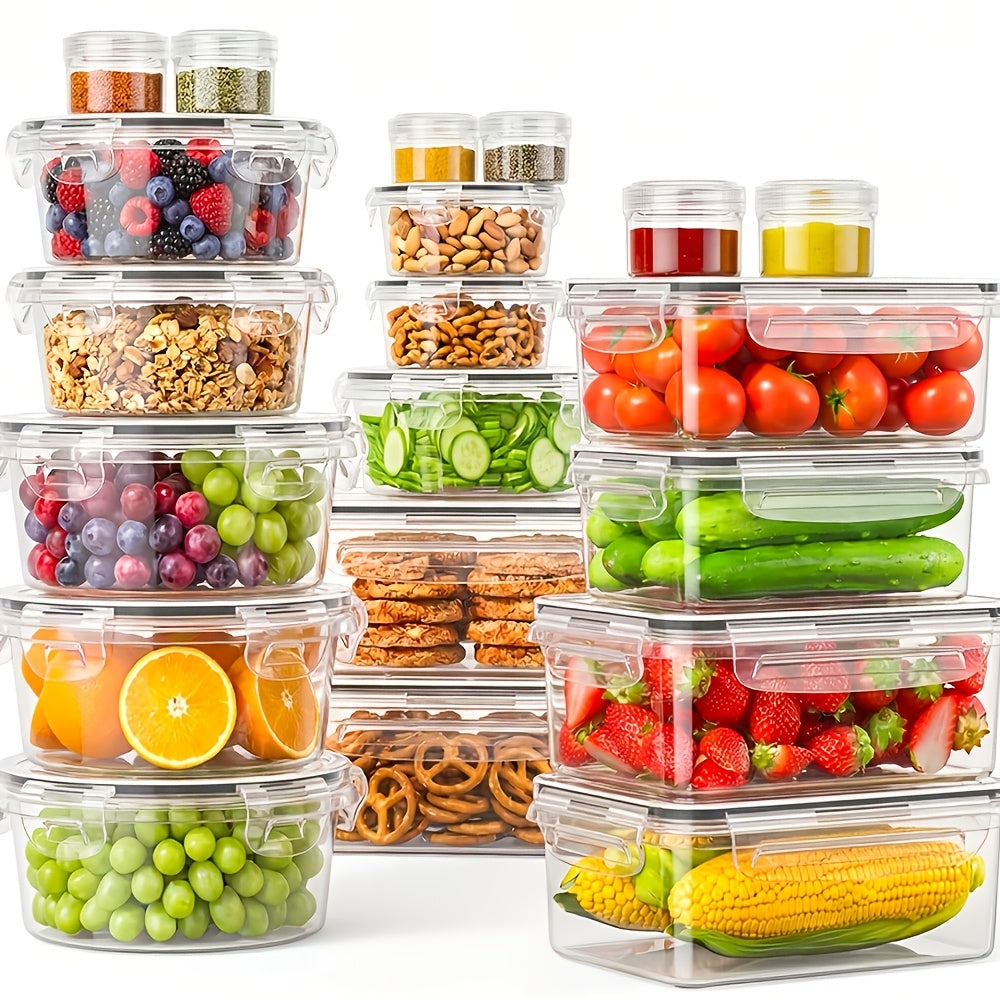 Kitchen Essential – [Leakproof Stackable Containers] 68pcs Food Storage Containers Set With Lids (34 Containers + 34 Lids), Leakproof Stackable Food Containers, Microwave & Dishwasher, Clear