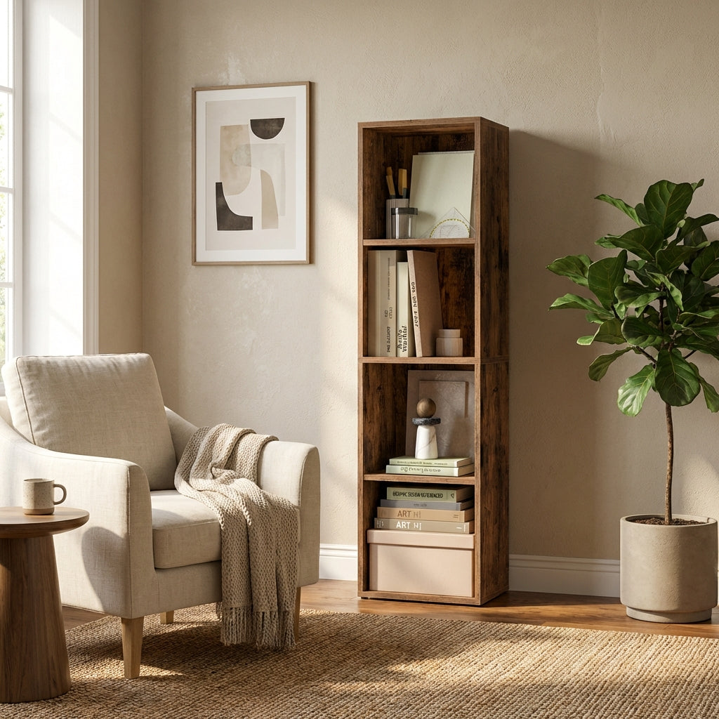 Bookshelf, 4-Tier Bookcase, Book Shelf, Open Storage Shelf, for Living Room, Home Office, Dining Room