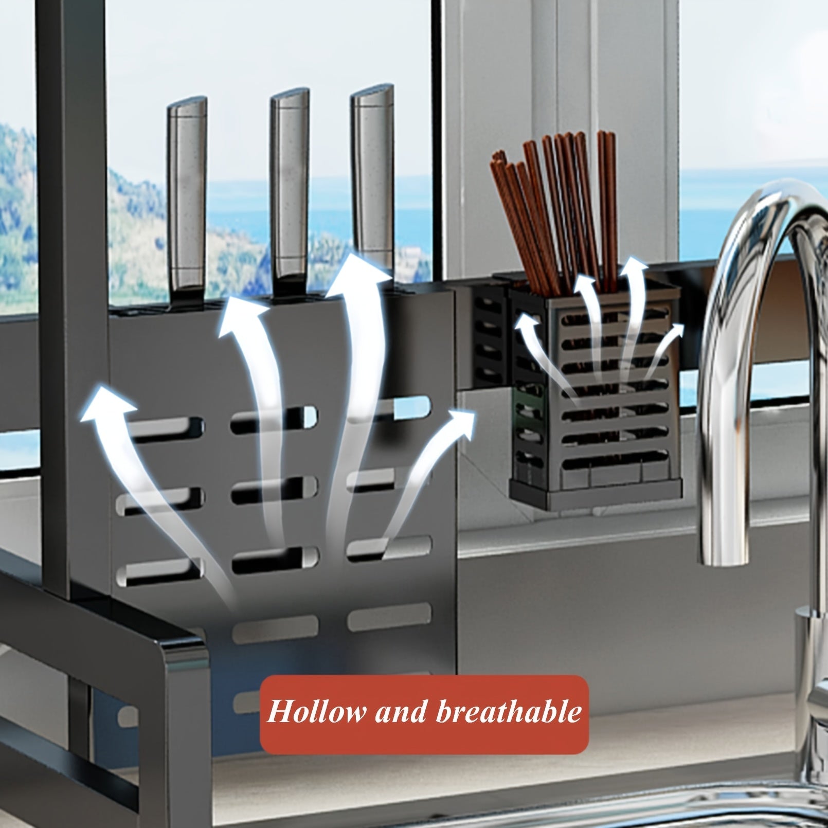 3-Tier Black Metal Kitchen Organizer with Dish Rack, Cutting Board Holder & Utensil Hooks - Over Sink/Countertop Space-Saving Storage for Plates, Bowls - Includes Lid, Spice Containers & Cup Holders - Durable Design for Organized Home Chef Kitchens