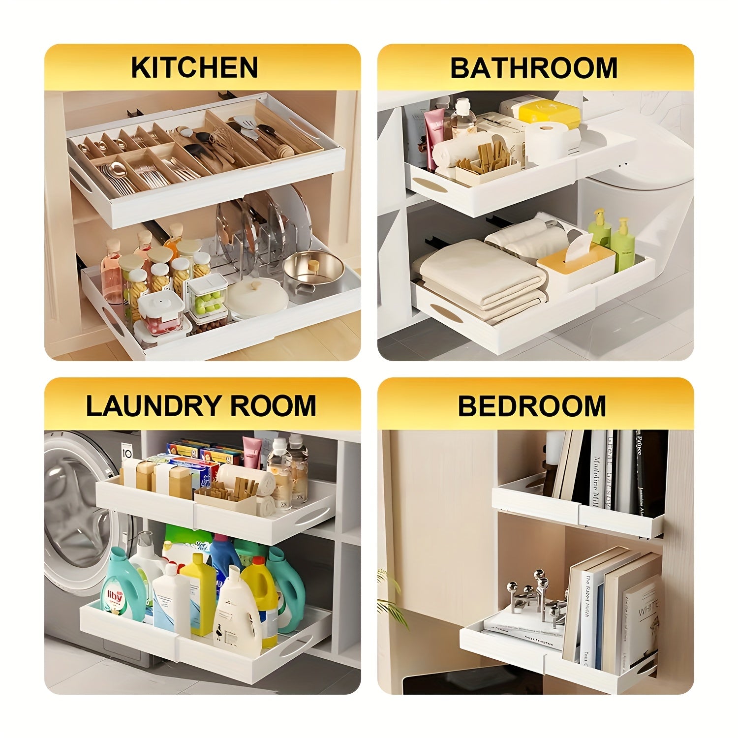 Smart Pull-Out Cabinet Organizer – smooth-access cabinet organization, Multi-purpose Retractable Drawer Cabinet Under Sink And Cabinet 17 1 to 26 77 Wide, designed for American homes, daily convenience and practical gifting
