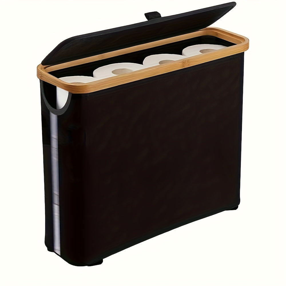 Toilet Paper Holder – Bamboo Toilet Paper Holder - Modern Bathroom Storage Cabinet Container