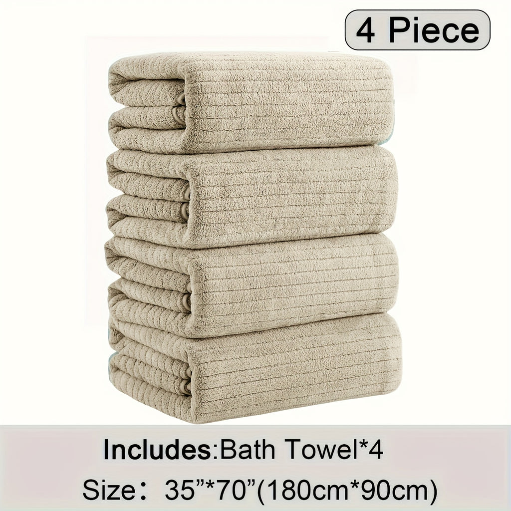 4 Pack Oversized Bath Towels Set, 35"x70" Extra Large Towel Microfiber Absorbent XL Bath Sheet Super Soft Bathroom Towels Set Quick  Plus Size Shower Towels for Family Hotel