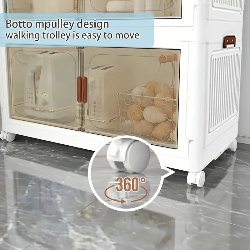 Heavy-Duty Stackable Home Storage Bins – portable space-saving storage, Collapsible Storage Bins with Lid And Wheels Plastic with Doors Suitable for Living Room, designed for American homes, daily convenience and practical gifting