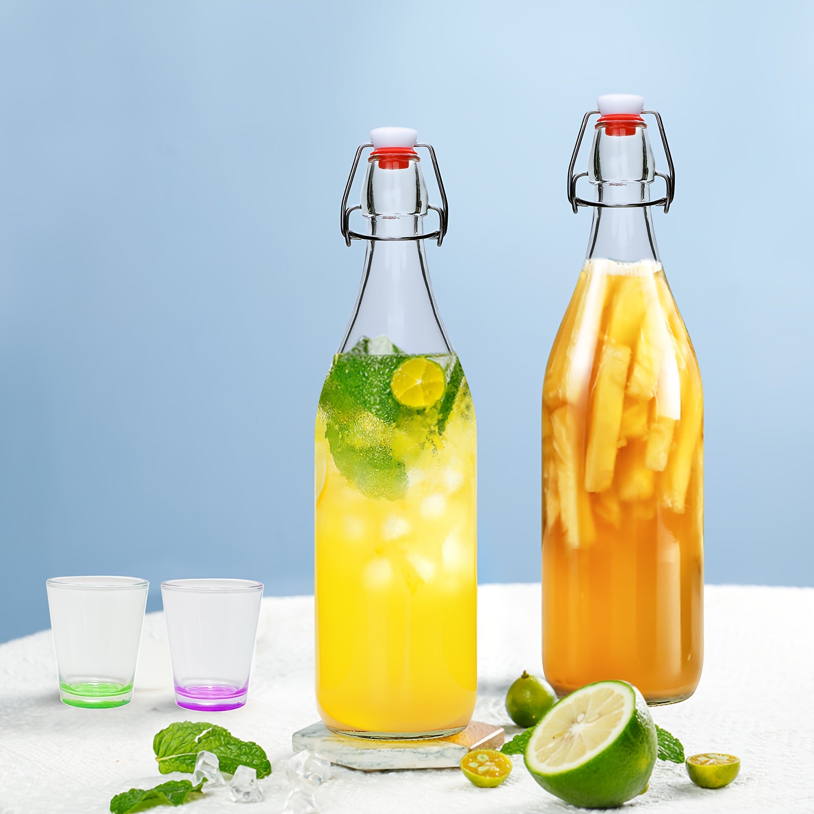 Compact 4/8/12pcs Refrigerator Bottle Organizer – easy-access beverage storage, 4 8 12pcs-16oz Flip Top Glass Bottles with Stopper for Kitchen Organizers And Storage, designed for American homes, daily convenience and practical gifting