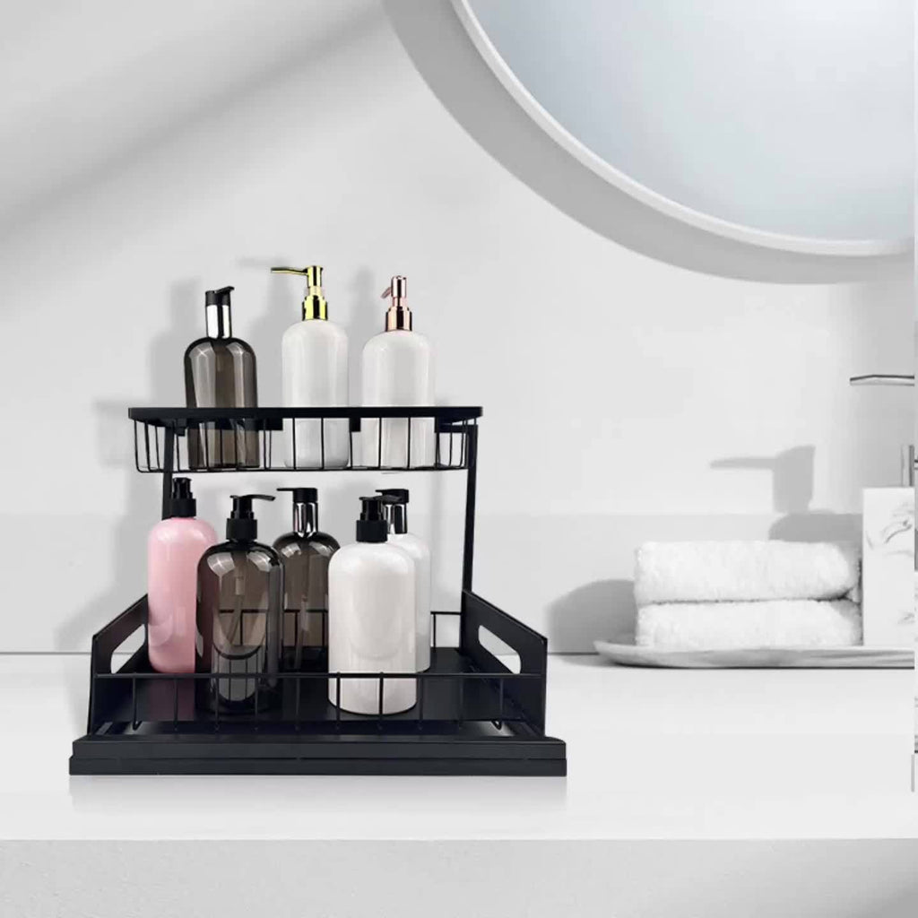 Kitchen Essential – 1/2pcs Kitchen Organizers And Storage, Kitchen Accessories, Utility Racks, Under Sink Organizer, Pull Out Cabinet Organizer, 2 Tier Slide Out Sink Shelf, Cabinet Storage