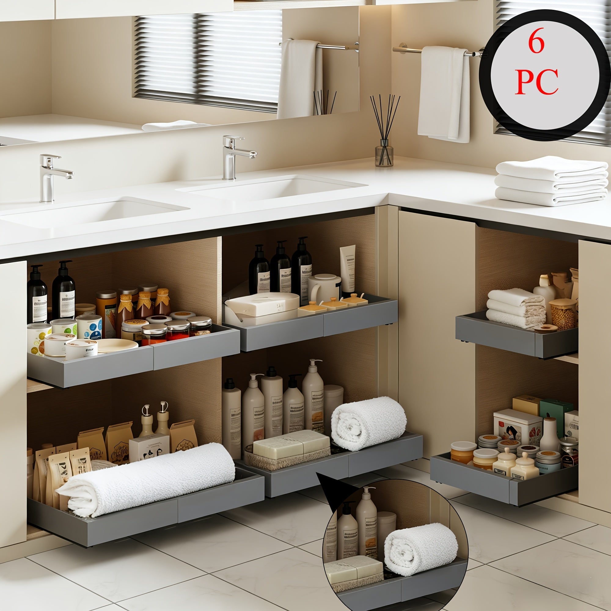 Home Organizer – Easy-Access 2/4/6pcs Pull-Out Cabinet Organizer – smooth-access cabinet organizati