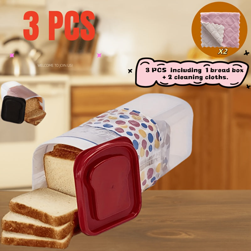 Versatile 3pcs Countertop Bread Storage Box – fresh-bread countertop organization, 3pcs Bread Box Fresh Toast Storage Container with Leak-proof Lid Large-capacity Stackable Bread Storage, designed for American homes, daily convenience and practical g