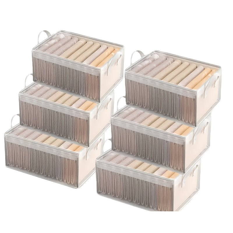 Modern 6pcs Stackable Home Storage Bins – portable space-saving storage, 6pcs Storage Box Stackable Steel Frame Wardrobe Storage Box Transparent Foldable PVC Storage Box, designed for American homes, daily convenience and practical gifting