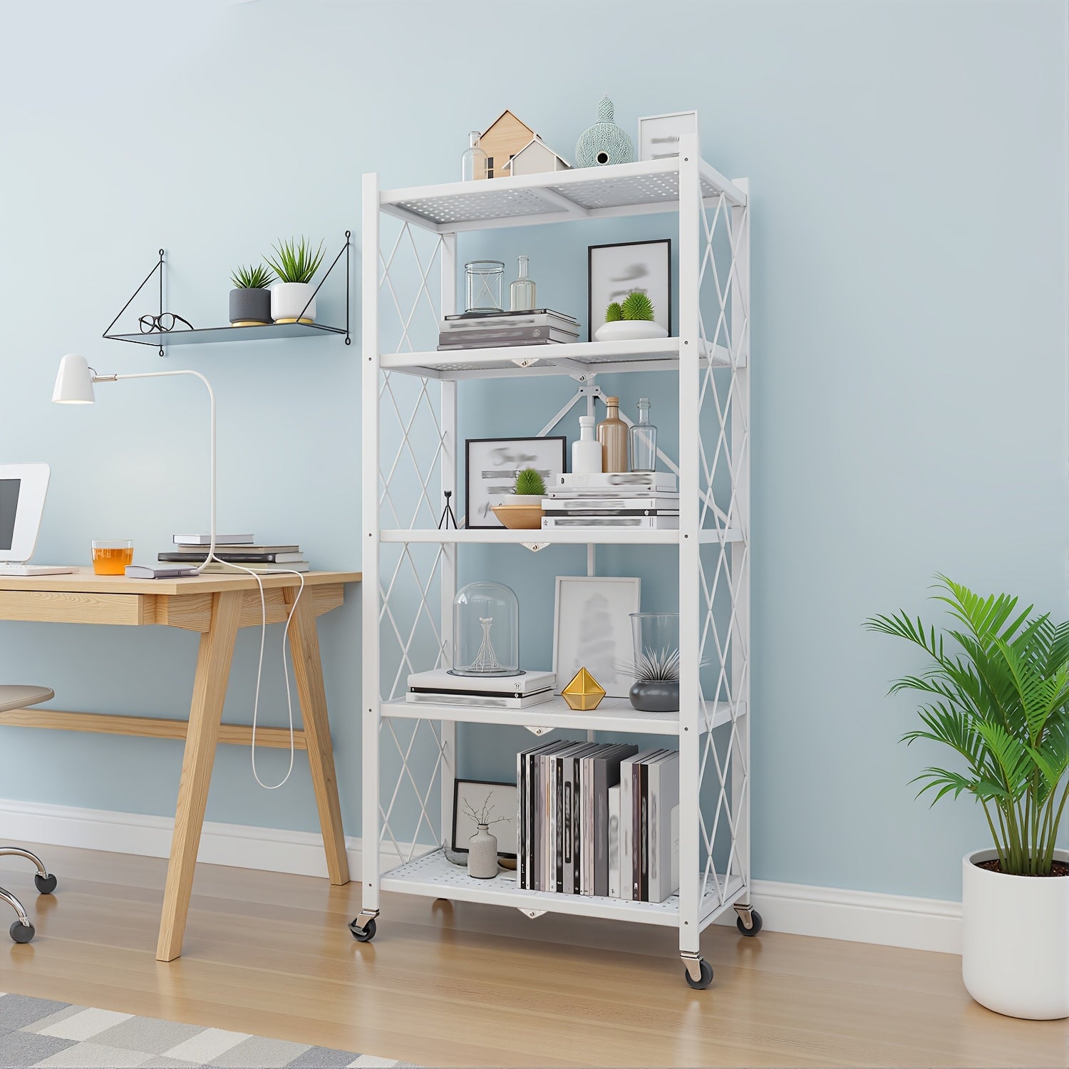Storage Rack – Foldable Metal Storage Rack Requiring No Installation Designed with Foldable