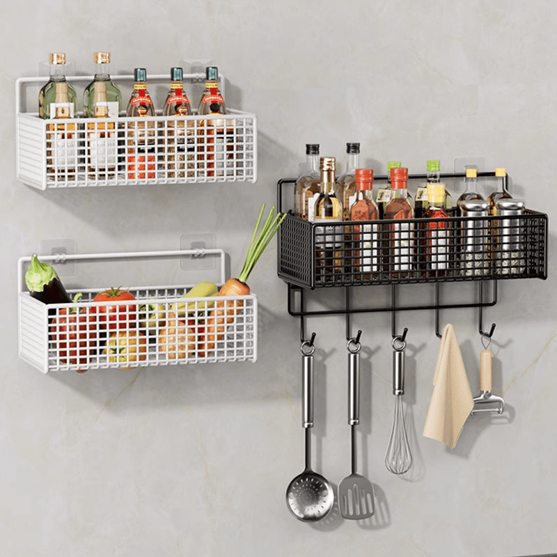 2pcs Easy Installation Bathroom Stainless Steel Shelf, Wall Hanging, Non-Tracking Stickers for Bathroom, Balcony, Kitchen And Toilet Storage, Drill-Free Wall Mounted Organizer, Shelf Baskets