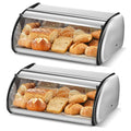 13 "Stainless Steel Roll Top Bread Box, Suitable for Countertop Bread Storage Containers with Stainless Steel Lid - Fresh And Insect Resistant, Can Hold Multiple Large Breads And Other Baked Goods Including Bagels Muffins, Fruit, Etc