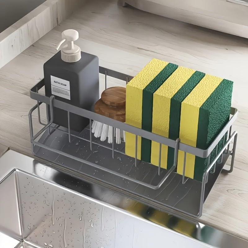 Kitchen Sink Sponge Holder, Self Draining Kitchen Sink Organizer, Sink Holder, Dishwashing Brush, Cloth, Soap Scrubbing Accessories, Used For Countertop Baskets, Buckets, And Containers, Baskets, Buckets, And Containers For Household Organization