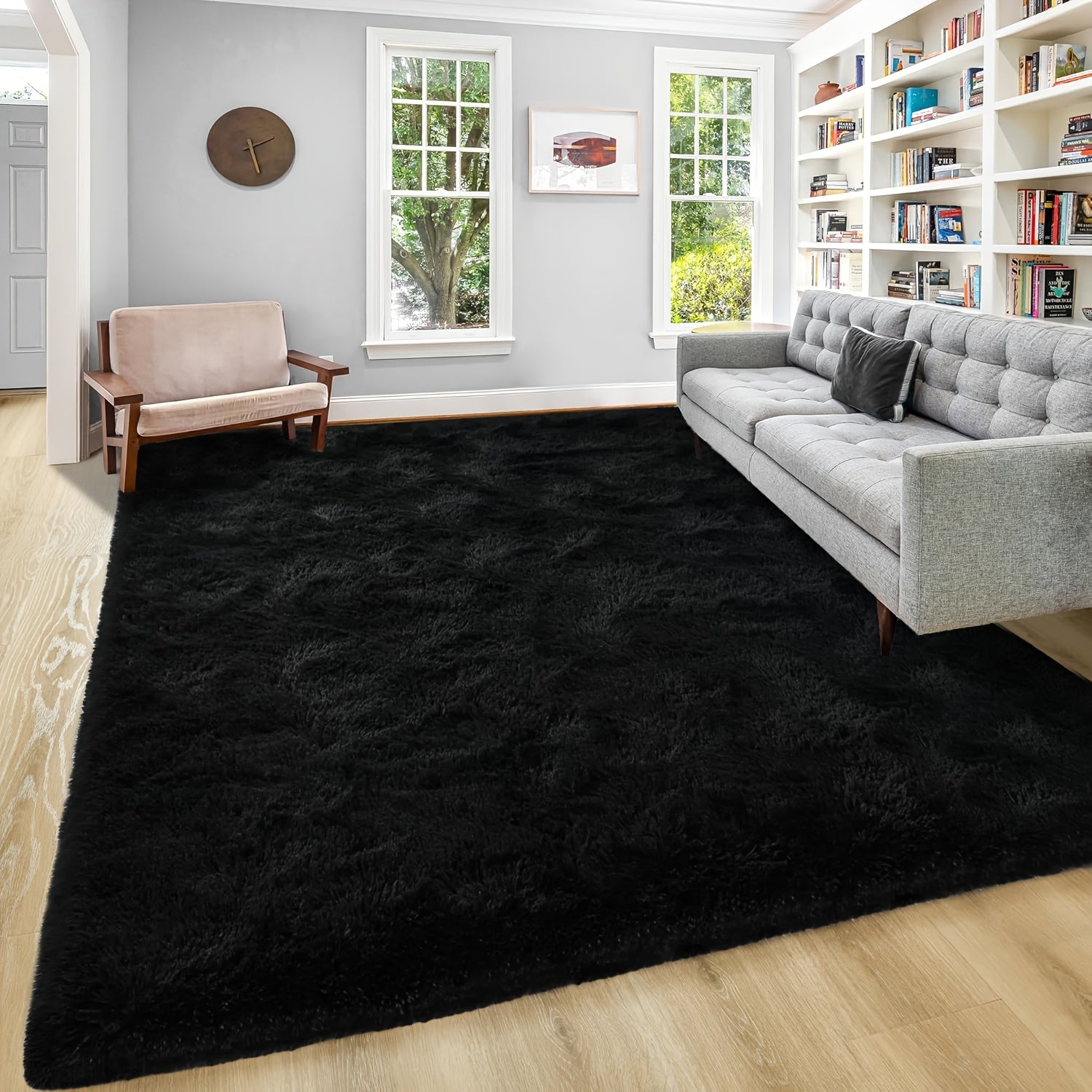 Area Rug – 1pc Luxurious Rectangular Shaggy Plush Carpet Rug - Soft, Fluffy, Tie-dyed, Solid,