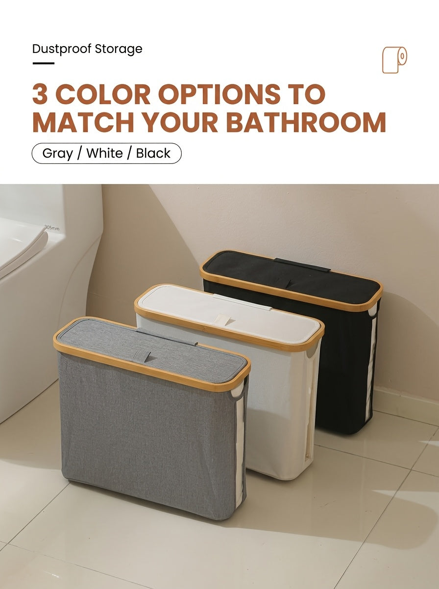 Heavy-Duty Stackable Home Storage Bins – portable space-saving storage, Foldable Toilet Paper Storage Basket with Lid Dustproof Visible Fabric Tissue Holder with Strips, designed for American homes, daily convenience and practical gifting