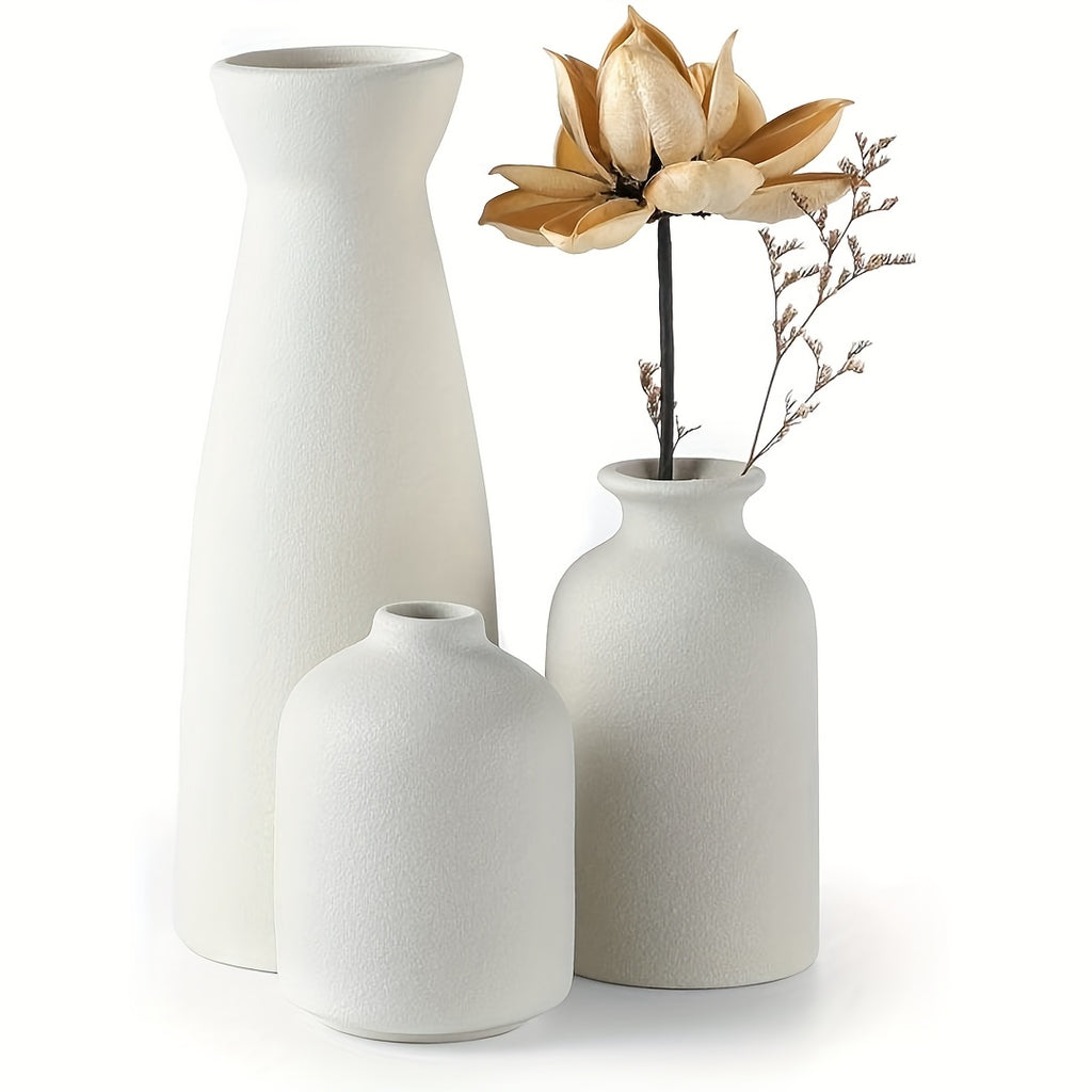 Versatile 3pcs Ceramic Flower Vase – stylish tabletop accent, versatile floral display, designed for American kitchens, pantries, apartments, home organization, daily use and practical gifting