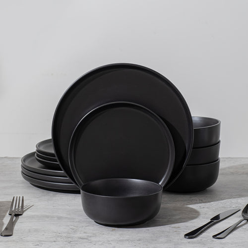 12-Piece Matte Black Dinnerware Set – view 2