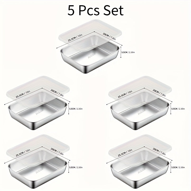 Modern 5pcs Kitchen Baking Dish Set – oven-ready cooking and serving, Buy 3 Get 2 Free Total 5pcs Stainless Steel Food Storage Containers - Durable, designed for American homes, daily convenience and practical gifting