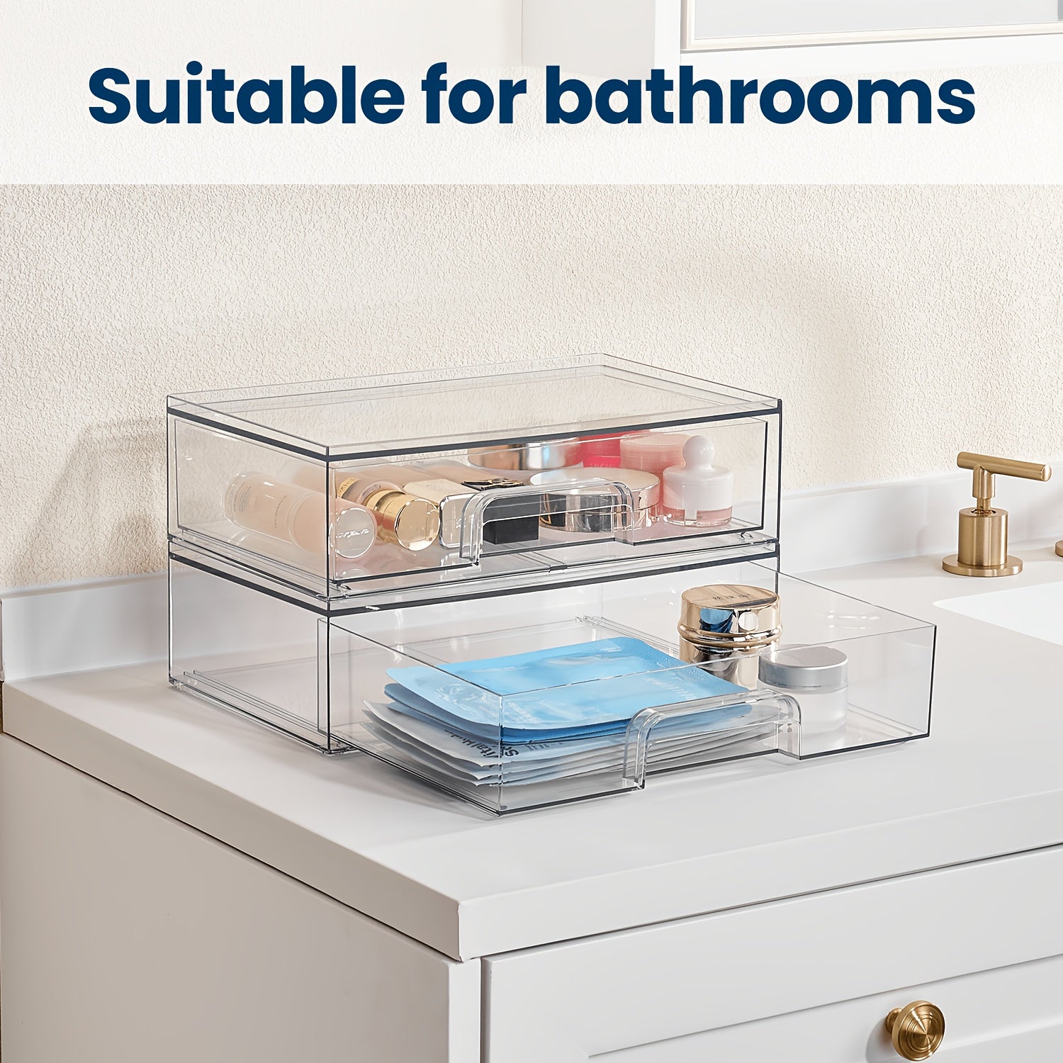 Heavy-Duty 4 Pack Pull-Out Cabinet Organizer – smooth-access cabinet organization, 12 1inch Weight Clear Stackable Storage Drawers 4 Pack Acrylic Plastic Organizers Bins For, designed for American homes, daily convenience and practical gifting