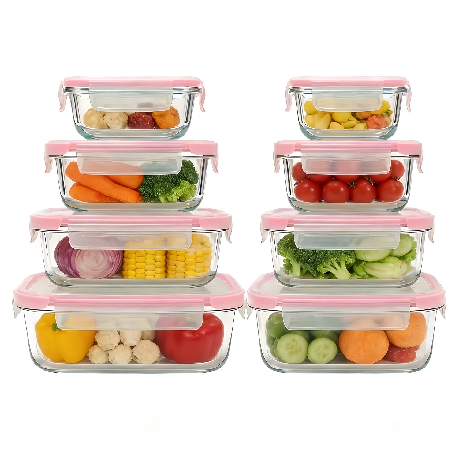 Food Storage Containers – Space-Saving 8pcs Glass Meal Prep Container Set – leak-resistant reusable meal pre