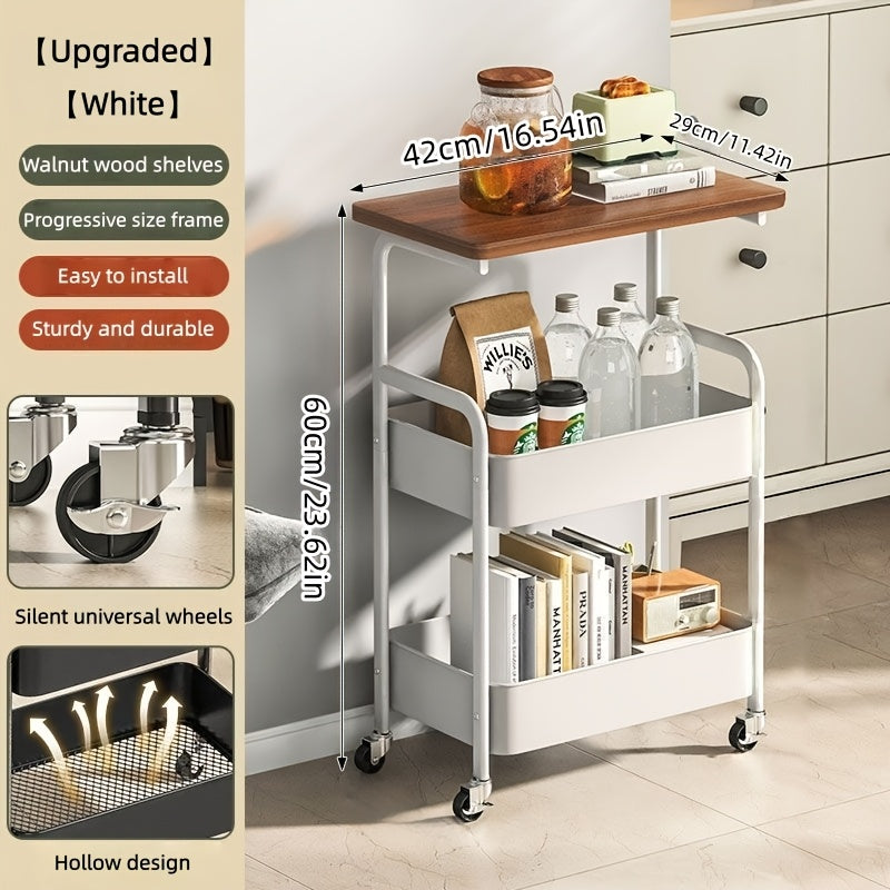 Compact Adjustable Home Storage Rack – durable multi-purpose storage, Multi-functional Rolling Kitchen Storage Trolley White Black Multi-layer Mobile Storage Rack Sturdy Metal Frame, designed for American homes, daily convenience and practical giftin