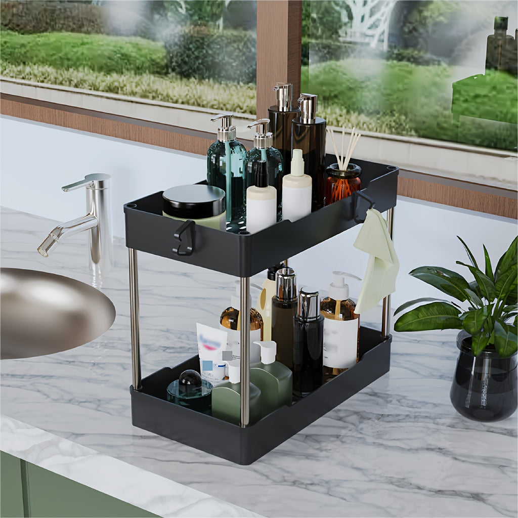 3pcs Under Bathroom Sink Organizers and Storage, Bathroom Counter Organizer, Bathroom Cosmetics Storage Rack, Bathroom Cosmetics Storage Rack, Suitable for kitchens and bathrooms, large, medium and small sizes