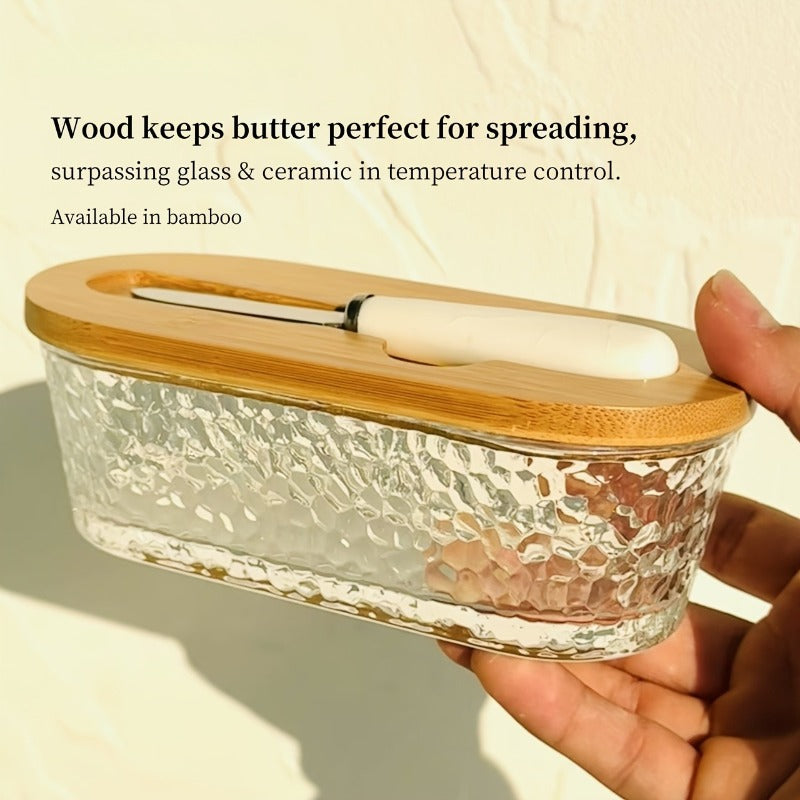 Modern 2pcs Butter Dish with Lid – covered refrigerator storage, Glass Butter Dish 2pcs Knife Butter Set with Sealed Lid Suitable for Countertop Refrigerator, designed for American homes, daily convenience and practical gifting