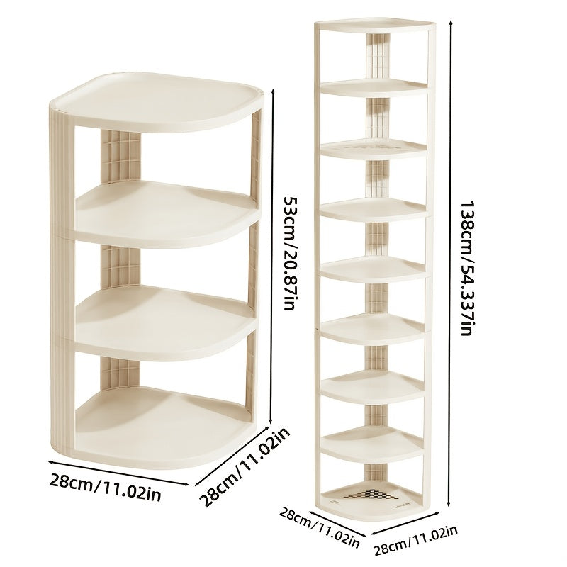7/9 Tier Multipurpose Corner Shelves, Space-Saving Sturdy Storage Rack, Easy Install No-Drill Organizer, Stackable Shoe Holder for Bathroom Kitchen Entryway Closet