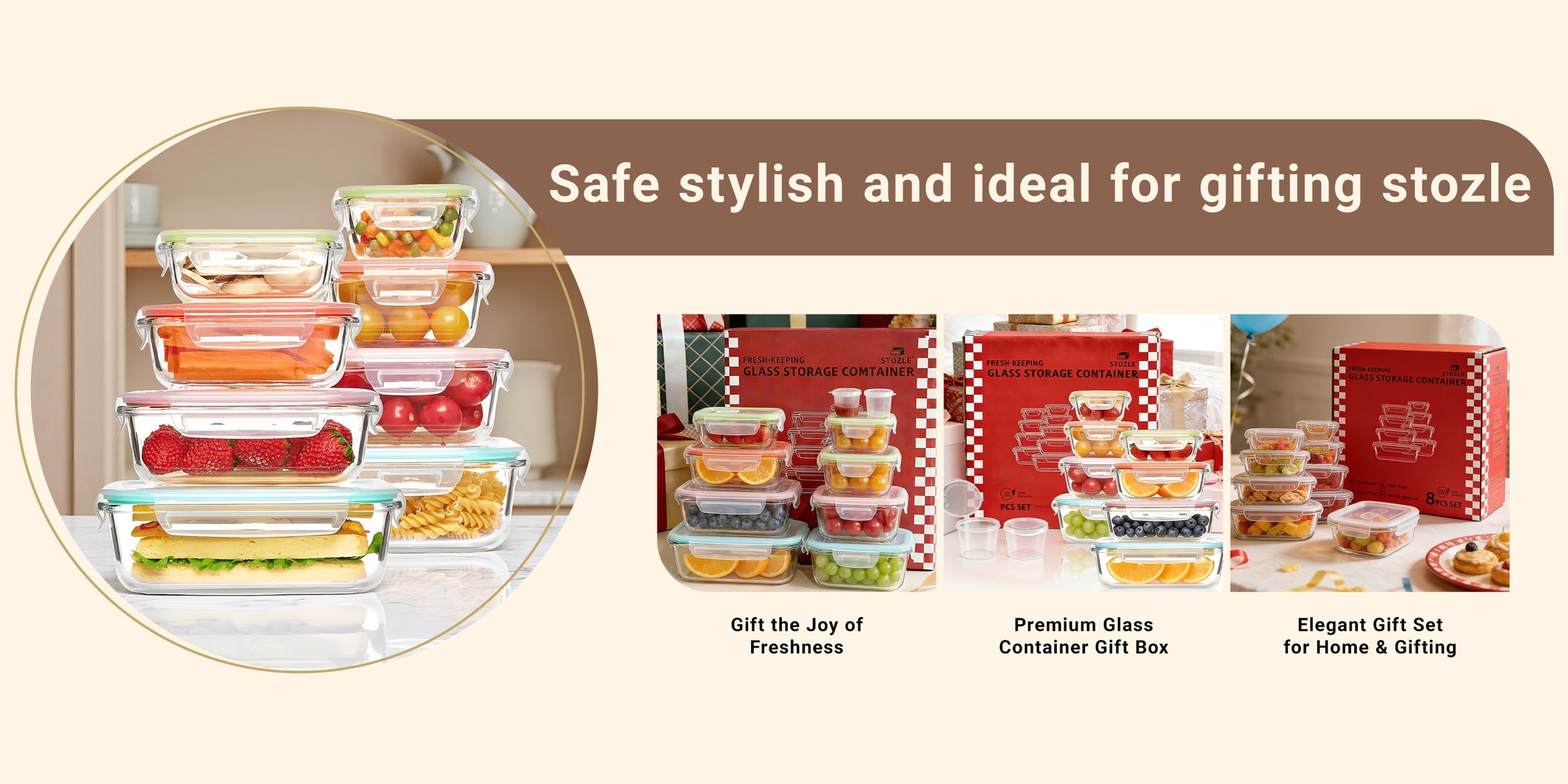 Kitchen Essential – [Glass Food Storage Set] 18pcs Sealed Glass Food Storage Gift Box Set, with Air Holes on The Lids, Perfect for Salads, Fruits, Vegetables And Sandwiches, Lunch Box | Seal