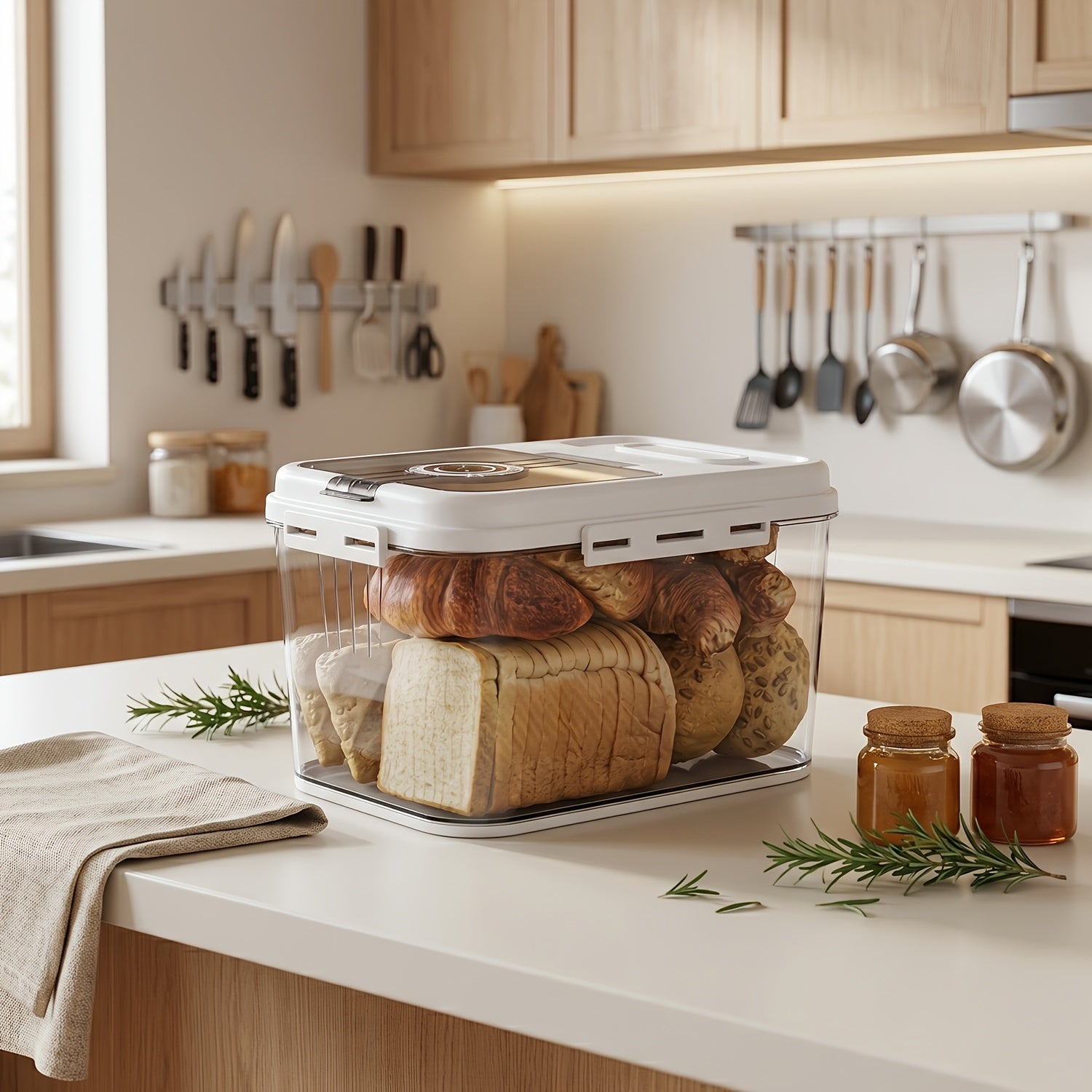 Premium Countertop Bread Storage Box – fresh-bread countertop organization, 2 Sizes Airtight Food Storage Large-Bread Box Bread Boxes for Kitchen Counter, designed for American homes and practical gifting