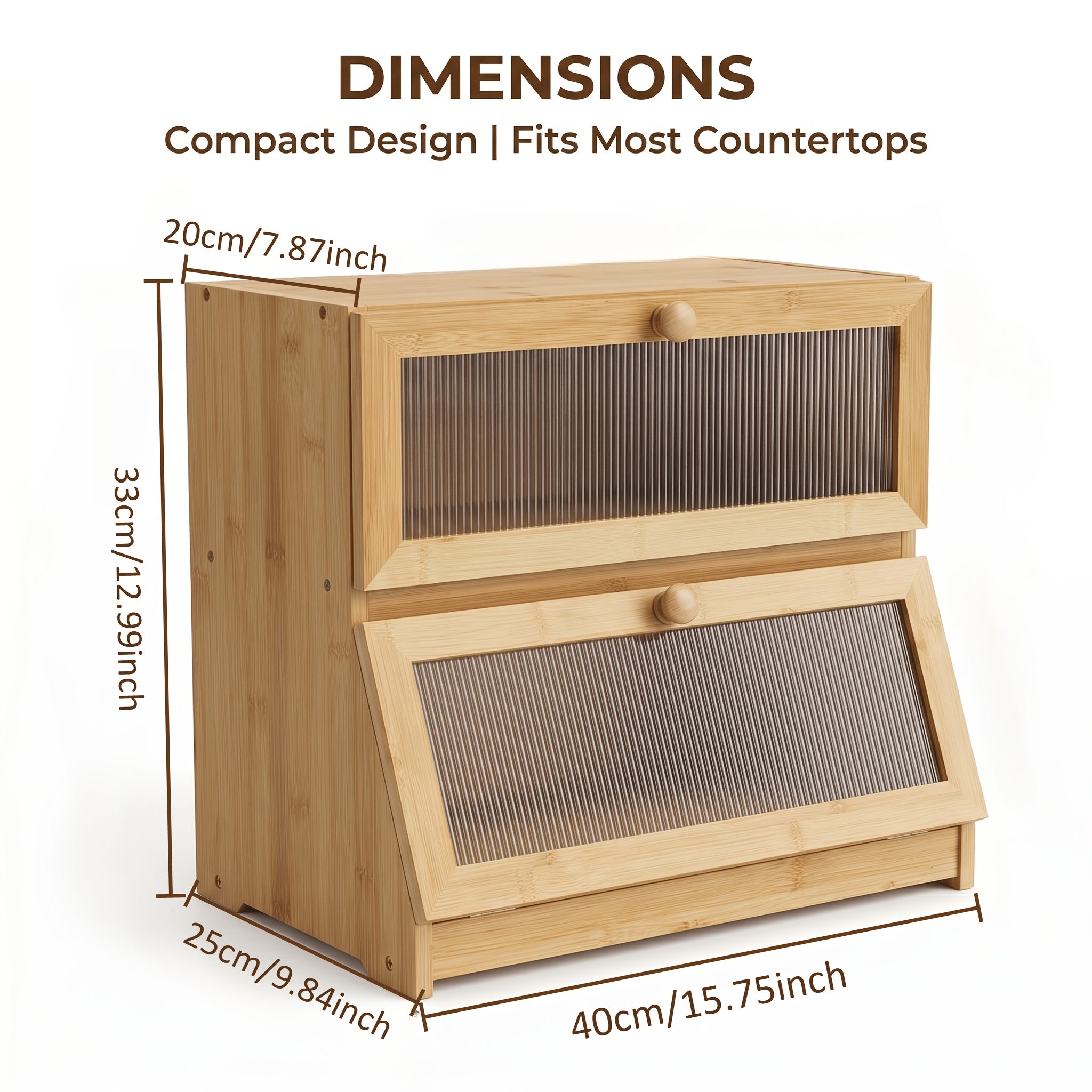 Versatile Countertop Bread Storage Box – fresh-bread countertop organization, 2-Tier Bamboo for bread Box Roll-Top Doors No Cross Flavor Natural Bamboo Countertop Food, designed for American homes, daily convenience and practical gifting