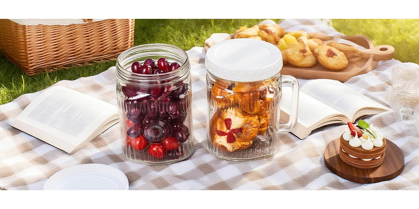 Space-Saving 74 Oz Mason Jar Set – clear reusable pantry storage, Amzcku 2 Set of Large Glass Mason Jars 74 Oz Wide Opening with Lid, designed for American homes, daily convenience and practical gifting