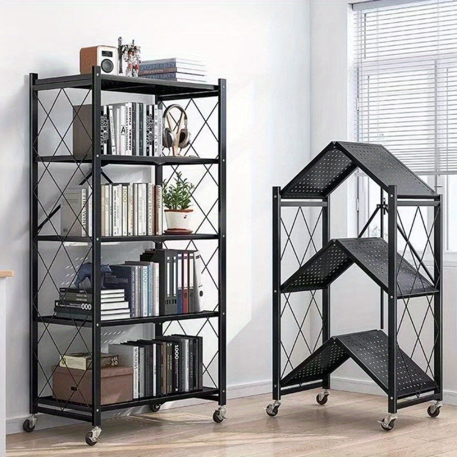 Premium Adjustable Home Storage Rack – durable multi-purpose storage, 3 4 5 Layer Storage Rack No Installation Folding Storage Rack with Wheels Can, designed for American homes, daily convenience and practical gifting