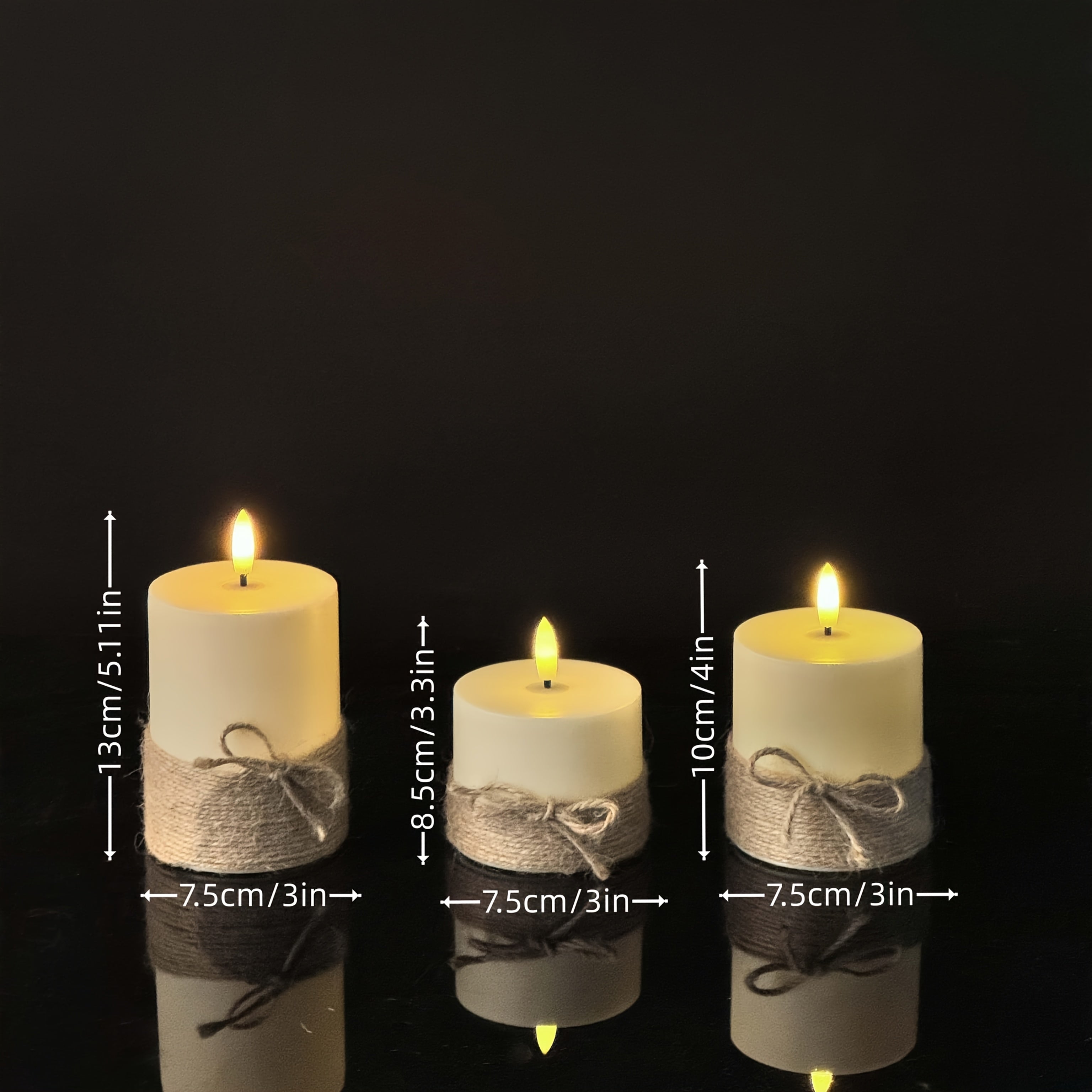3pcs Flameless Candle Light Set, Remote Control And Tied Rope Electronic Candles, Battery-Operated (Batteries Not Included In Shipping), Suitable For Birthday And Wedding Props, Remote Control Candles, Ideal For Home, Bedroom, Weddings, Proposals