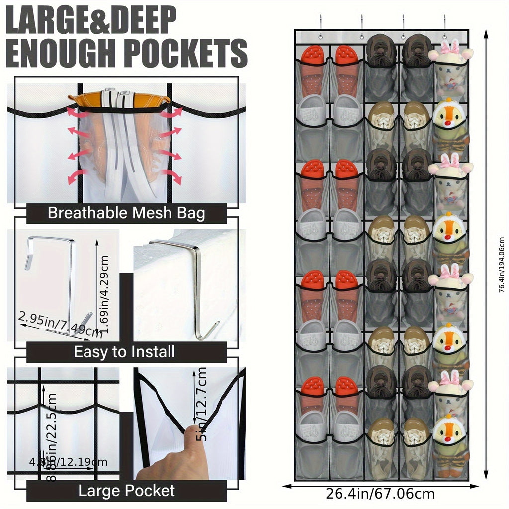 Heavy-Duty Home Storage Organizer – space-saving everyday organization, 40 Pocket Door Hanging Organizer with Slip Hooks - Heavy Duty Fabric Mesh Storage, designed for American homes, daily convenience and practical gifting