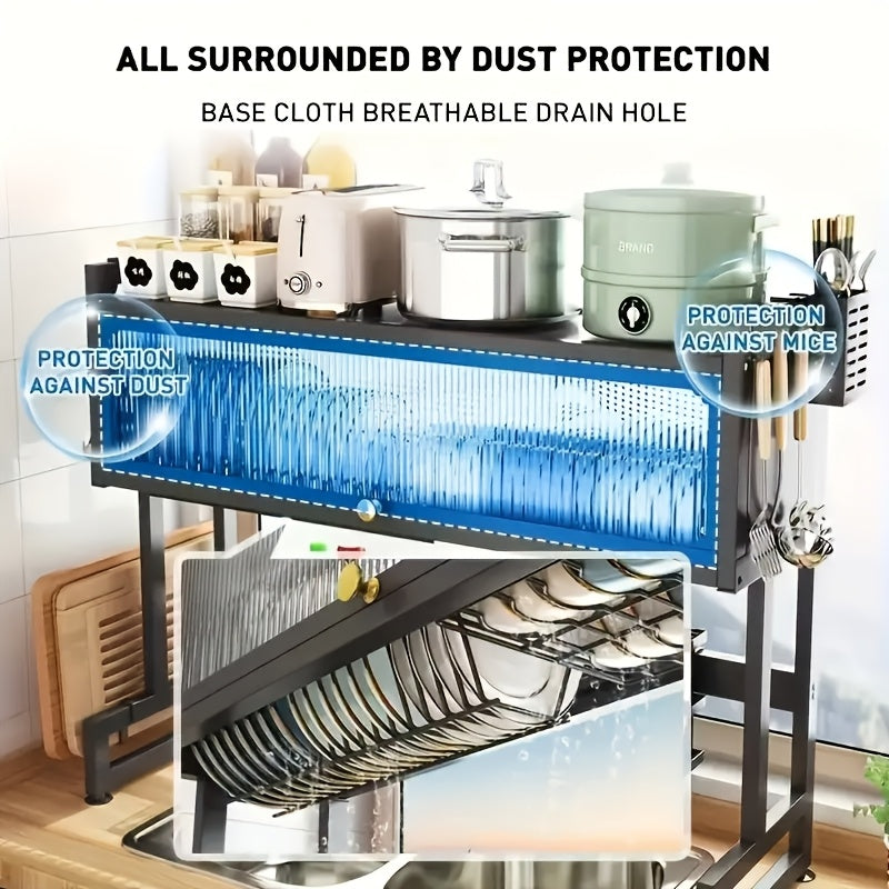 Easy-Access Adjustable Home Storage Rack – durable multi-purpose storage, Multi-Tier Drainage Rack Kitchen Sink Countertop Dustproof Storage Storage Bowl Drying Rack Household Chopsticks, designed for American homes, daily convenience and practical g