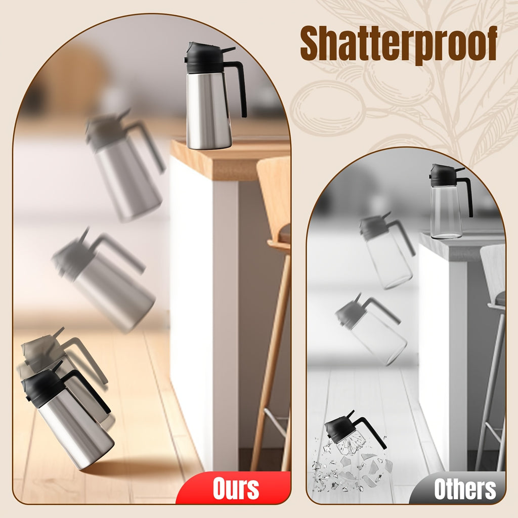 [Oil Bottle Sprayer Dispenser] Durable Oil Bottle With Stainless Steel Exterior And Ceramic-Coated Interior, 2-In-1 Olive Oil Sprayer And Dispenser, Suitable For Cooking, Kitchen, Barbecue, And Air Fryer
