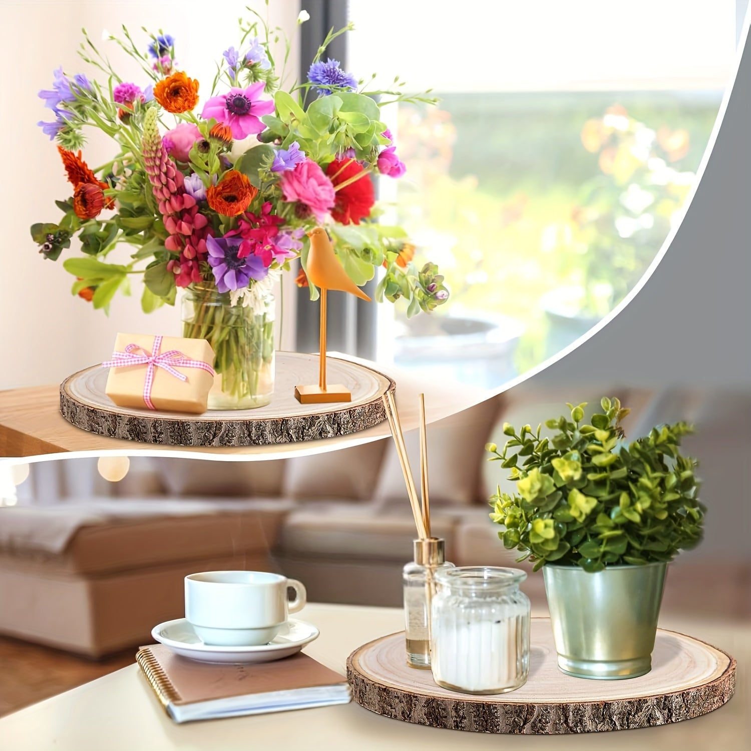 Premium 4pcs Home Storage Organizer – space-saving everyday organization, Large Wood Slices 4pcs 9-10 Inches Wood Rounds Natural Wood Slices For Centerpieces Display, designed for American homes, daily convenience and practical gifting