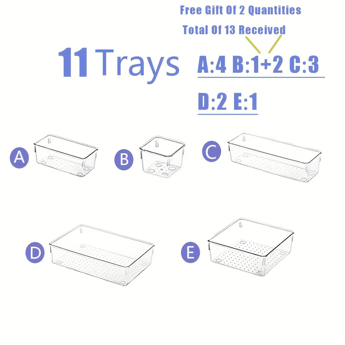 Home Organizer – 11pcs 23pcs 44pcs Deluxe Desktop Drawer Organizer Set - Transparent