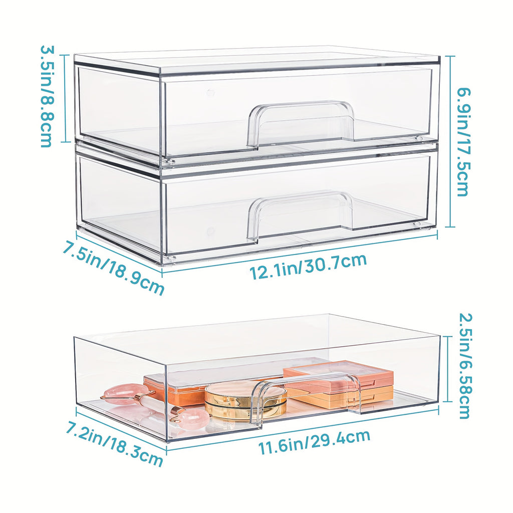 Heavy-Duty 4 Pack Pull-Out Cabinet Organizer – smooth-access cabinet organization, 12 1inch Weight Clear Stackable Storage Drawers 4 Pack Acrylic Plastic Organizers Bins For, designed for American homes, daily convenience and practical gifting