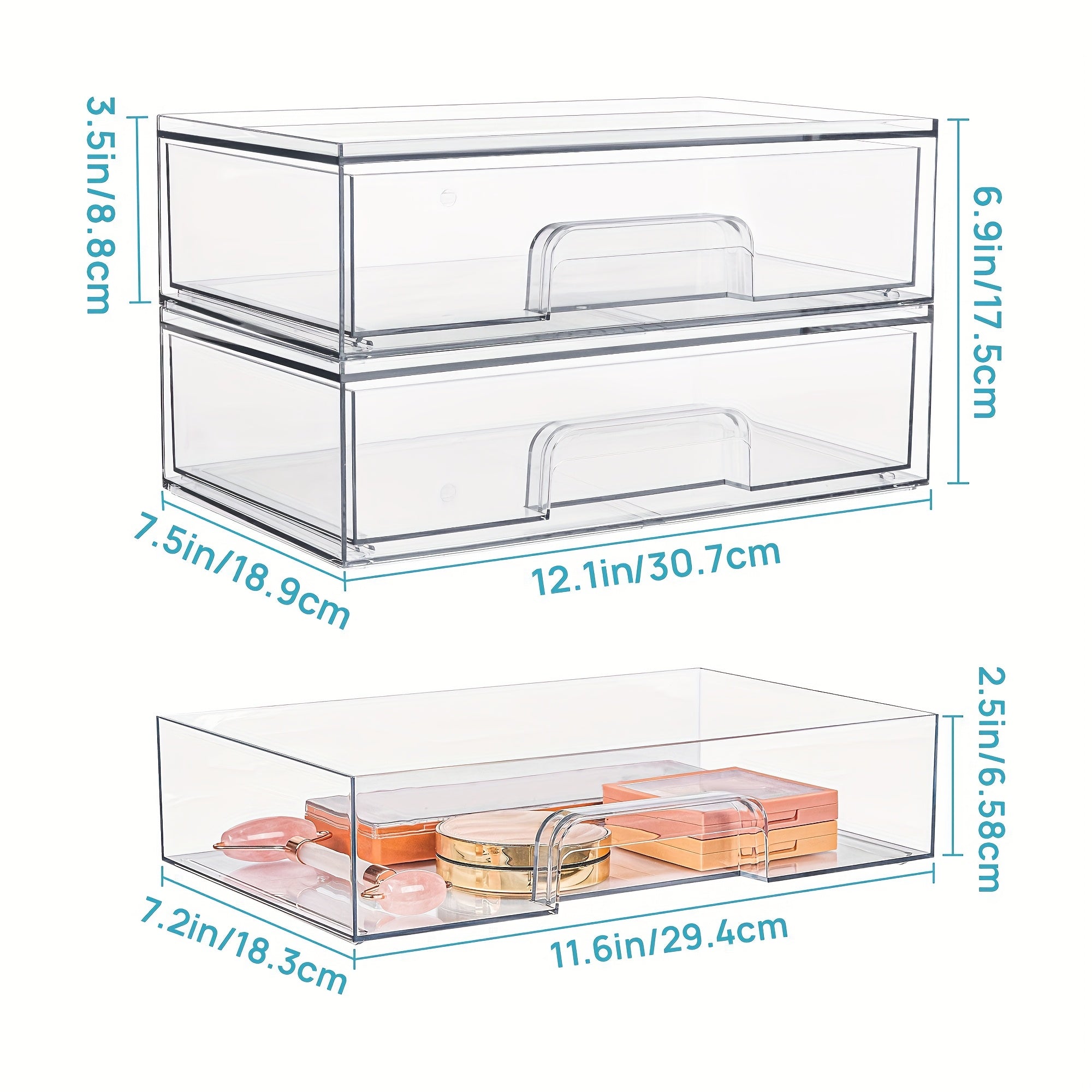 Heavy-Duty 4 Pack Pull-Out Cabinet Organizer – smooth-access cabinet organization, 12 1inch Weight Clear Stackable Storage Drawers 4 Pack Acrylic Plastic Organizers Bins For, designed for American homes, daily convenience and practical gifting