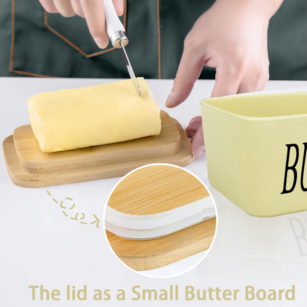 Modern 1pc Butter Dish with Lid – covered refrigerator storage, 1pc Luxury Large Butter Dish with Lid - Ceramic Countertop Keeper with Knife High-Quality, designed for American homes, daily convenience and practical gifting