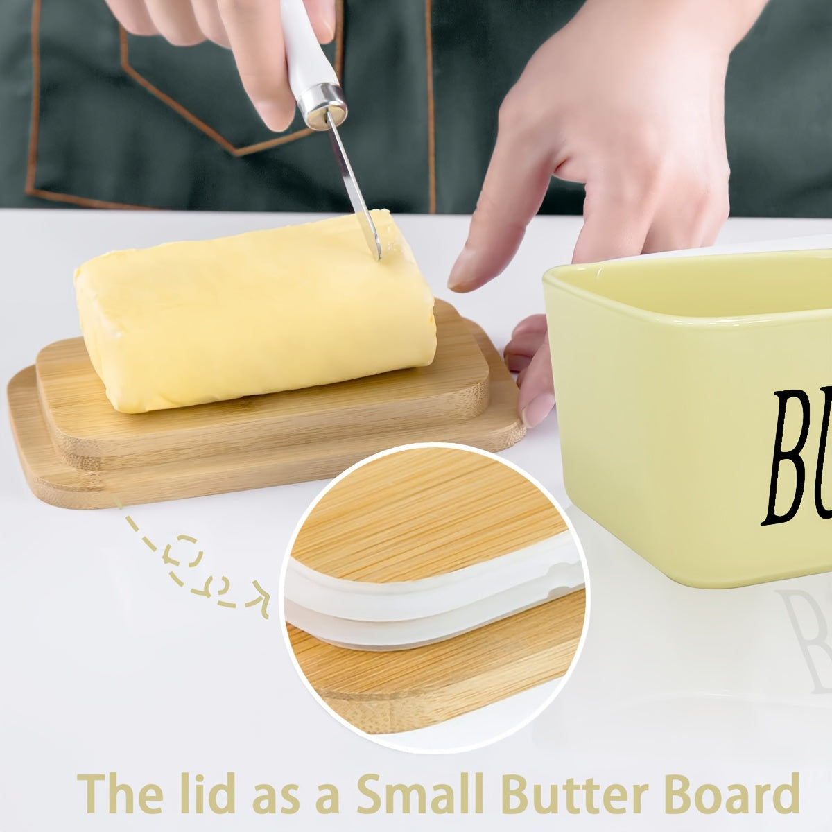 Modern 1pc Butter Dish with Lid – covered refrigerator storage, 1pc Luxury Large Butter Dish with Lid - Ceramic Countertop Keeper with Knife High-Quality, designed for American homes, daily convenience and practical gifting