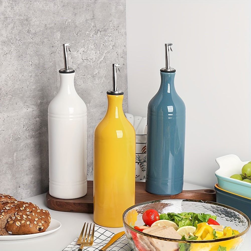 [Oil Dispenser Bottle] Sweejar Large Ceramic Olive Oil Dispenser Bottle, Opaque Oil Cruet Protects Oil To Reduce Oxidation, Storage Oil, Vinegar, Soy Sauce & Other Liquids, Pack Of 1, 24 Fl Oz