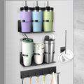 Kitchen Essential – 4-Pack Magnetic Cup Holder for Refrigerator, Magnetic Tumbler Lid Organizer for 20Oz 30Oz 40Oz Cups, Water Bottle Holder Rack with 7 Hooks for Kitchen Fridge Cabinets (Bl