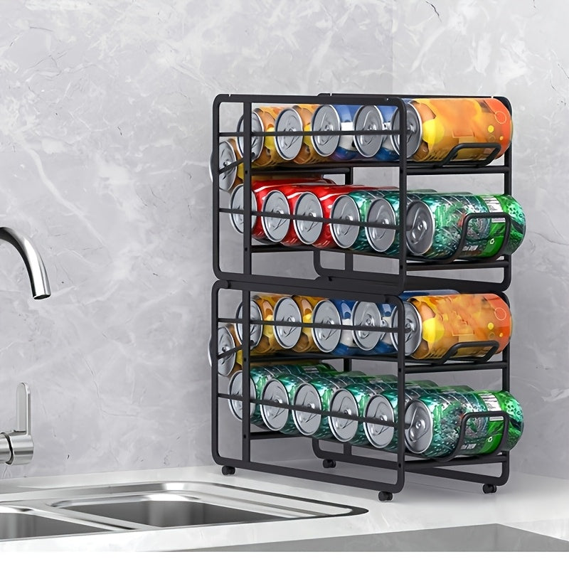 2 Pack Sliding Can Dispenser Rack Stackable Can Storage Organizer Rack For Canned Food Kitchen Cabinet Pantry Countertop Can Rack Organizer